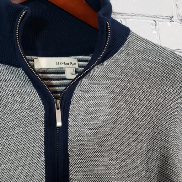 Hawker Rye Bruno Birdseye 1/4 zip Navy large - Picture 2 of 3